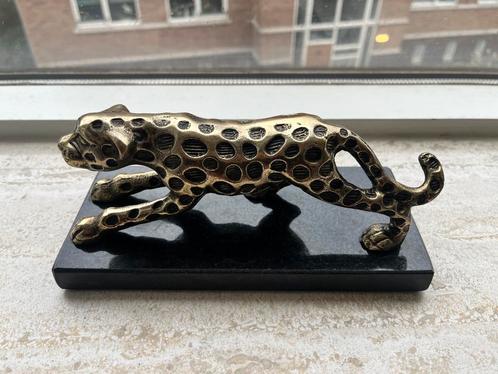 Gouden Panter Beeldje op Marmeren Basis, Verzamelen, Beelden en Beeldjes, Zo goed als nieuw, Ophalen of Verzenden