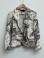 Roberto Cavalli vintage blazer – wit/grijze prints – dames M, Maat 38/40 (M), Wit, Ophalen of Verzenden, Zo goed als nieuw