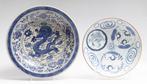 Grote blauw-wit antieke borden diam. 39 en 32 cm, Antiek en Kunst, Ophalen