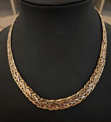  14 karaats gouden tricolor platte Vossenstaart collier 45cm beschikbaar voor biedingen