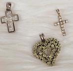 Zilver hart hanger met peridoot. 2 zilveren kruisjes., Ophalen of Verzenden, Zo goed als nieuw, Hart, Met edelsteen