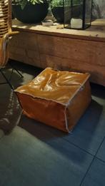 Poef leerlook 40x40x25, Huis en Inrichting, Banken | Voetenbanken en Poefen, Minder dan 50 cm, Rond, Minder dan 50 cm, Ophalen of Verzenden