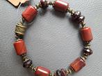 604 edelsteen armband Jaspis & Granaat rondelles 10x5mm, Nieuw, Ophalen of Verzenden, Elastiek, Met edelsteen