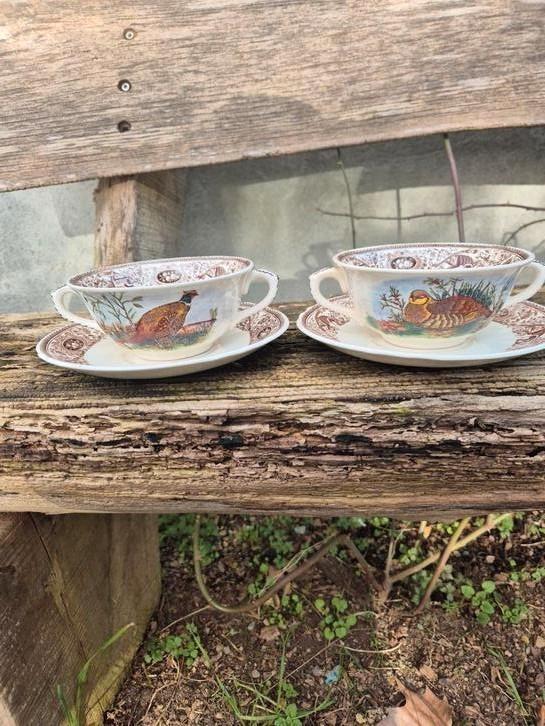 2 Mason's soepkommen met onderschotel, Antiek en Kunst, Antiek | Servies los, Ophalen of Verzenden