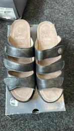 13) zwarte leren sandalen maat 6,5 (40), Solidus, Zwart, Nieuw, Sandalen of Muiltjes