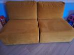 Bank  / 2 losse delen en  Oker kleur / velvet  Whoon, Huis en Inrichting, Banken | Bankstellen, Ophalen, Gebruikt, 150 tot 200 cm