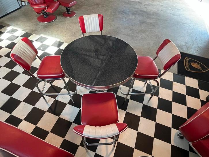 Retro Eettafel met Stoelen Bel Air Diner stijl, Huis en Inrichting, Tafels | Eettafels, Gebruikt, 100 tot 150 cm, Vier personen