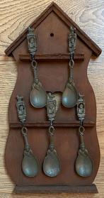 Tinnen lepels in rek - Vintage, Antiek en Kunst, Antiek | Tin, Ophalen of Verzenden