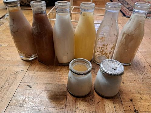 8 Oude vintage vla en yoghurt flessen Sterovita melkflessen, Antiek en Kunst, Curiosa en Brocante, Ophalen
