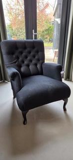 2 Zwarte Chesterfield Fauteuils - Klassieke Stijl, Ophalen, Gebruikt, 75 tot 100 cm, 50 tot 75 cm