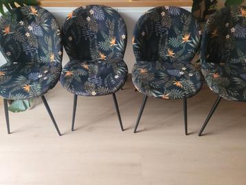 4x eetkamerstoel Woood Bram botanisch velvet beschikbaar voor biedingen