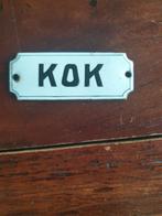 Emaille tekstbord KOK, Antiek en Kunst, Antiek | Emaille, Ophalen of Verzenden