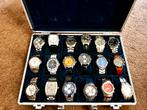 Box met 18 heren horloges, Overige merken, Gebruikt, Staal, Polshorloge