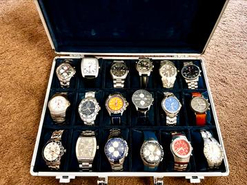 Box met 18 heren horloges beschikbaar voor biedingen