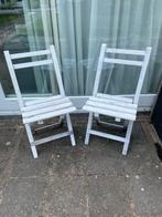 2 houten witte bistro stoeltjes inklapbaar, Ophalen, Gebruikt, Hout, Inklapbaar
