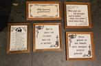 5 Tegeltjes Wijsheden met Spreuken, Antiek en Kunst, Antiek | Wandborden en Tegels, Ophalen of Verzenden
