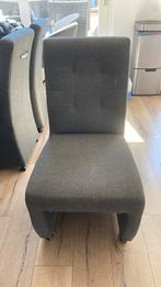 6 grijze eetkamerstoelen met wieltjes, Huis en Inrichting, Stoelen, Ophalen, Gebruikt, Vijf, Zes of meer stoelen, Stof