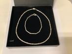Design zilveren set ketting armband modern chique collier, Ophalen of Verzenden, Zo goed als nieuw, Zilver, Zilver