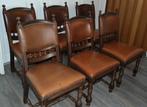 6 antieke lederen eetkamerstoelen, Ophalen of Verzenden