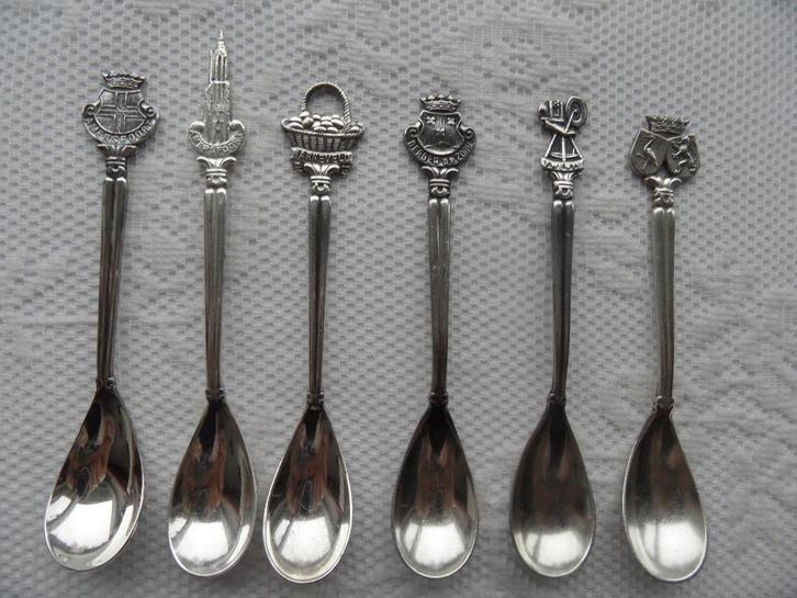 diverse verzilverde posthoorn lepeltjes, Antiek en Kunst, Antiek | Bestek, Ophalen of Verzenden