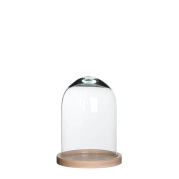 Glazen stolp met houten voet - Mica Decorations beschikbaar voor biedingen