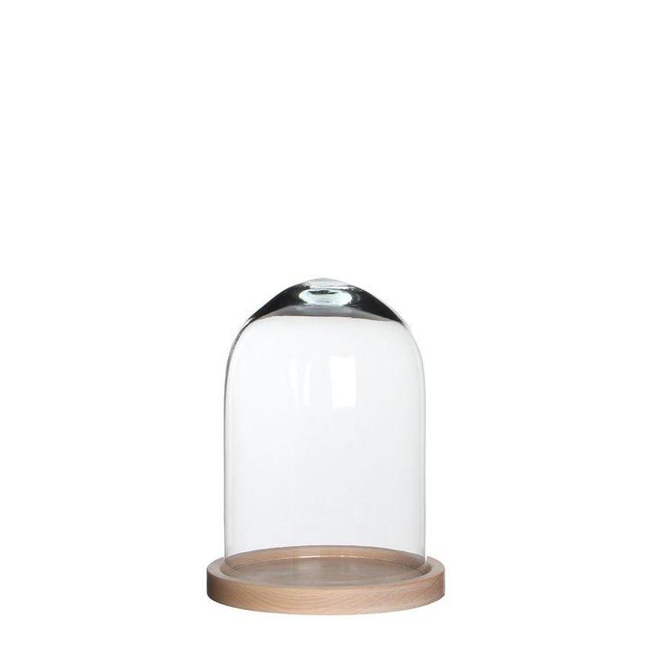 Mica Decorations Glazen Stolp met Houten Voet, Huis en Inrichting, Woonaccessoires | Stolpen, Ophalen of Verzenden
