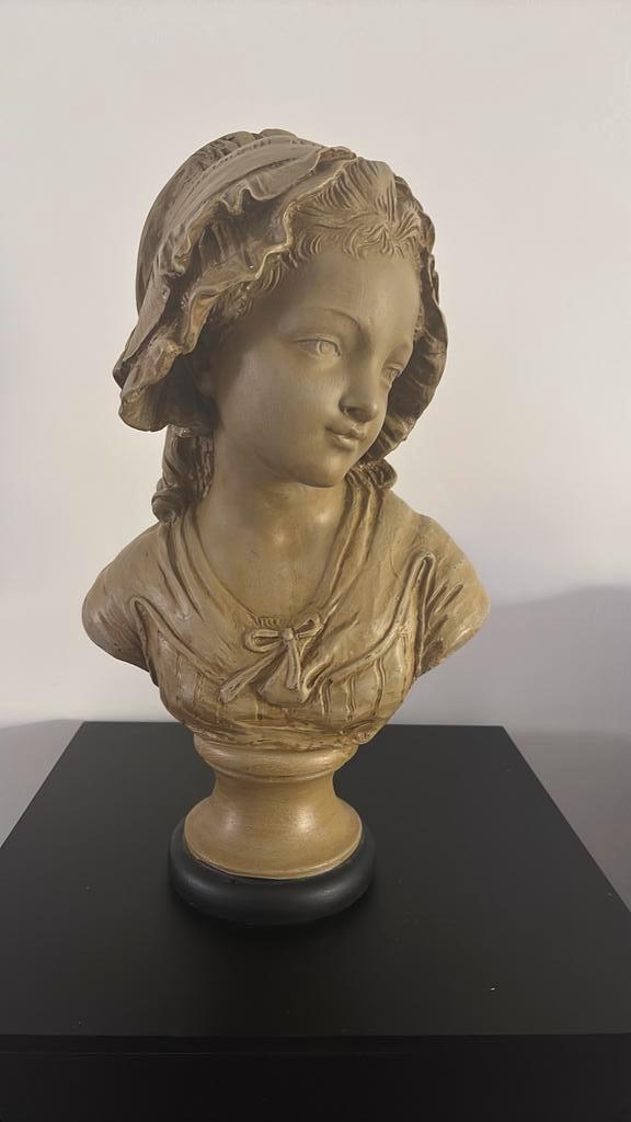 Grinam Niam La paysanne avec bonnet Buste, Antiek en Kunst, Kunst | Beelden en Houtsnijwerken, Ophalen of Verzenden