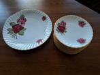 Vintage gebakstel - 12 bordjes met schaal, Antiek en Kunst, Ophalen