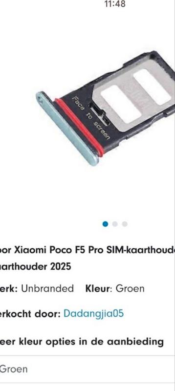 Xiaomi Poco F5 Pro SIM Kaarthouder beschikbaar voor biedingen
