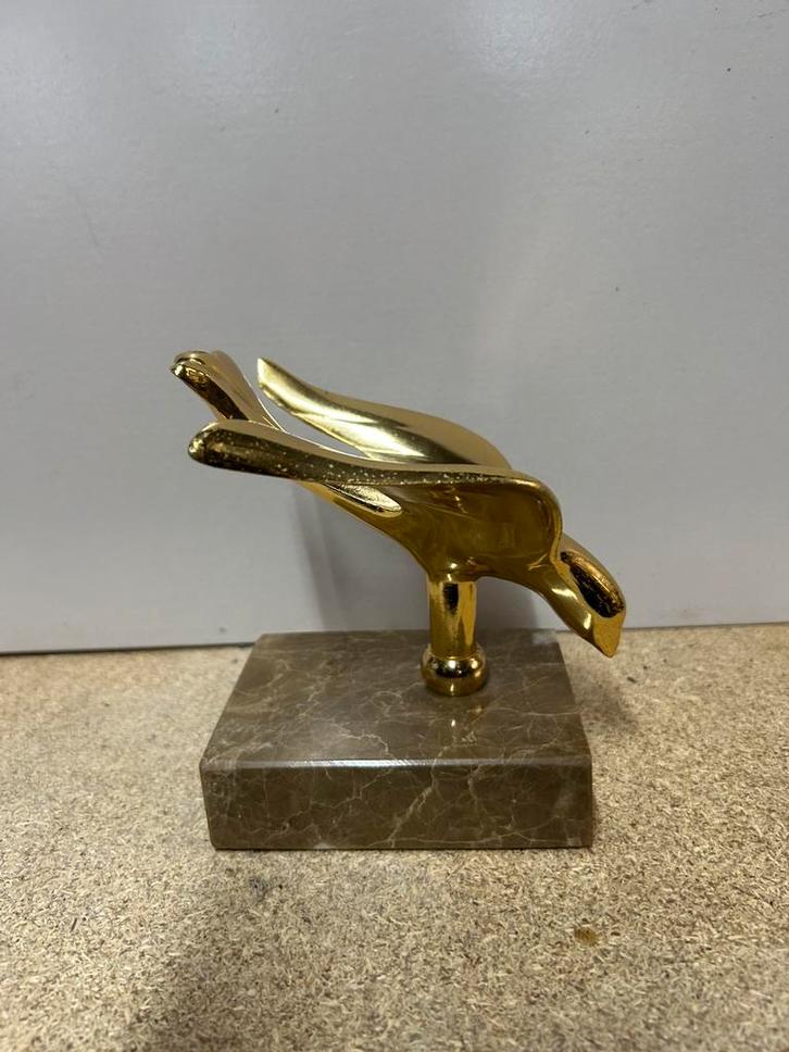 Vintage Messing Vogel op Marmeren Voet – Mid-Century Modern, Antiek en Kunst, Antiek | Woonaccessoires, Ophalen of Verzenden