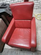 2 Rode fauteuils, Huis en Inrichting, Fauteuils, Gebruikt, Leer, 75 tot 100 cm, 50 tot 75 cm