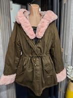 Groene winterjas XL met roze faux fur, Ophalen of Verzenden, Nieuw, Maat 46/48 (XL) of groter, Groen