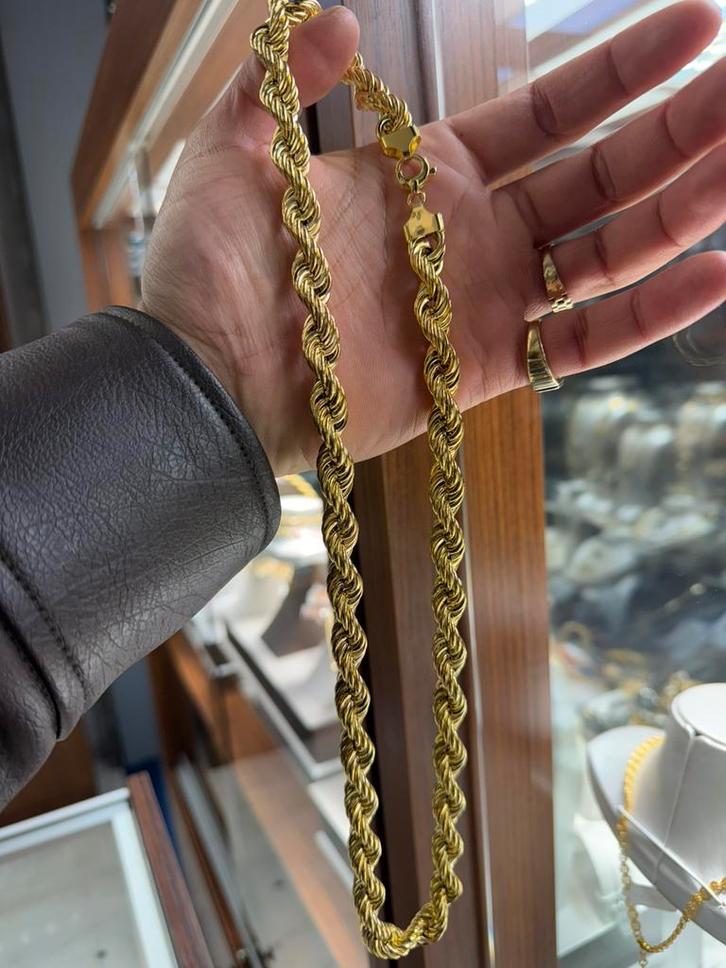 Prachtige 14k gouden dikke rope ketting, Sieraden, Tassen en Uiterlijk, Kettingen, Nieuw, Goud, Goud, Ophalen of Verzenden