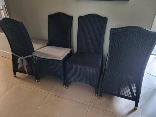 4 x Vincent Shepherd stoel zwart+originele kussens taupe, Huis en Inrichting, Stoelen, Zo goed als nieuw, Vier, Hout, Riet of Rotan