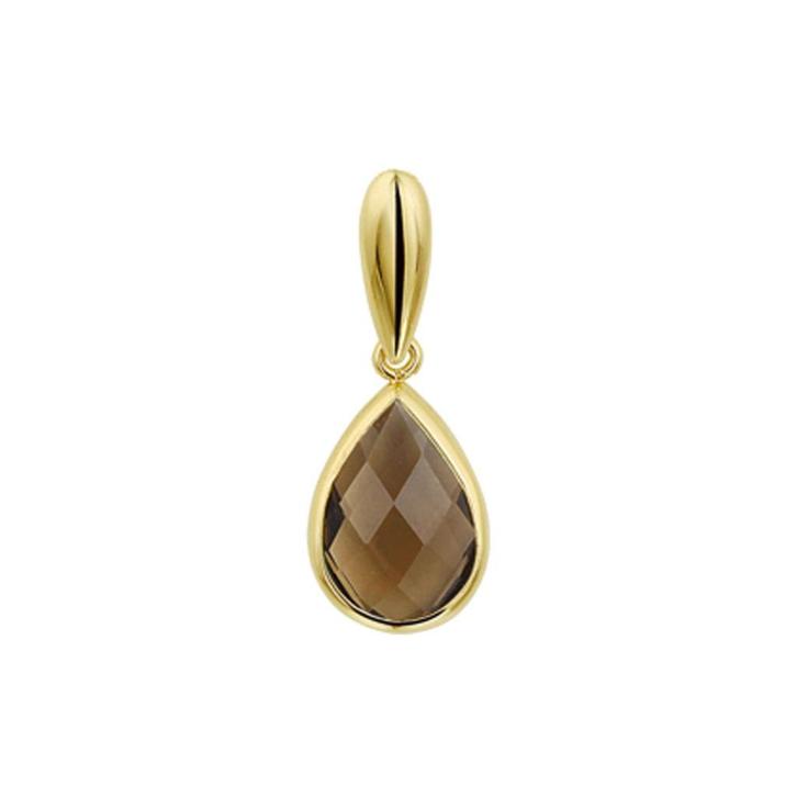 Gouden druppelhanger met bruine Rookkwarts - 14 karaat goud, Sieraden, Tassen en Uiterlijk, Kettinghangers, Nieuw, Goud, Goud