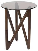 Gezocht: Dutchbone Naia Bijzettafel Walnoot / Glas, 45 tot 60 cm, Minder dan 55 cm, Rond, Ophalen of Verzenden