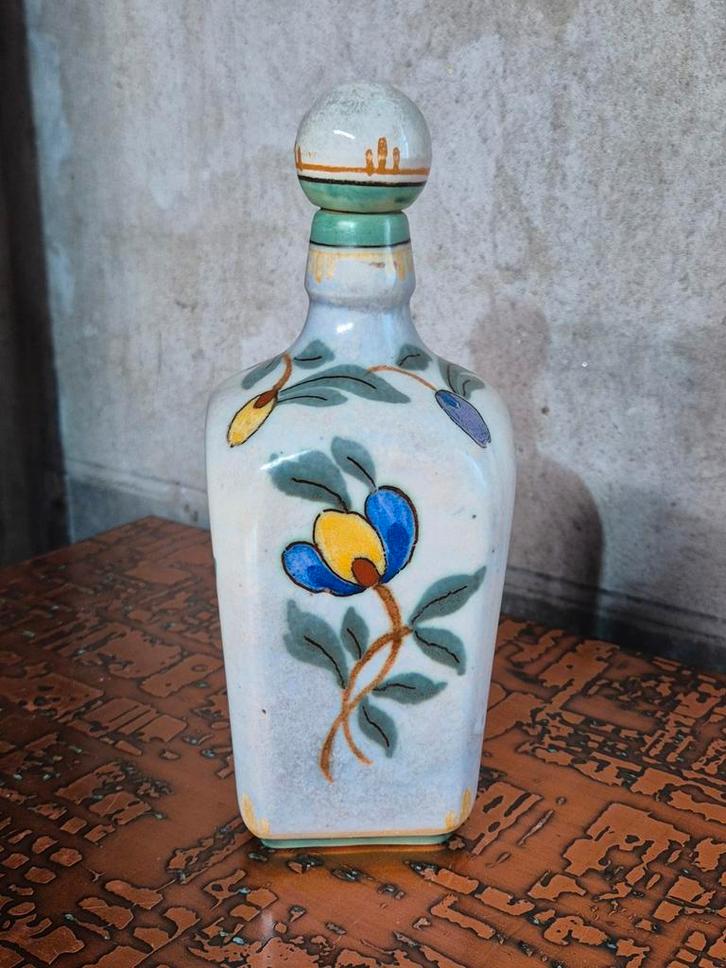 Vintage Plateel Zuid-Holland Gouda Drankfles., Antiek en Kunst, Antiek | Keramiek en Aardewerk, Ophalen of Verzenden