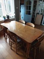 Grenen Tafel met 6 stoelen, Huis en Inrichting, Tafels | Eettafels, Ophalen, Gebruikt, 50 tot 100 cm, Vijf personen of meer