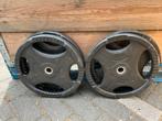 2 x 10 kg rubberen  halter schijven voor kes mills bodypump, Sport en Fitness, Halterschijven, Gebruikt, Bodypump schijven, Rubberen