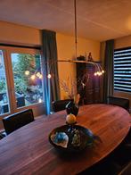 NIEUWSTAAT, Prachtige geborsteld RVS halogeen hanglamp., Ophalen, Zo goed als nieuw, Glas, 75 cm of meer