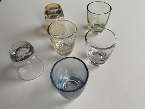 Zes vintage jaren ‘50 borrelglaasjes, Verzamelen, Glas en Borrelglaasjes, Zo goed als nieuw, Borrel- of Shotglas, Ophalen of Verzenden