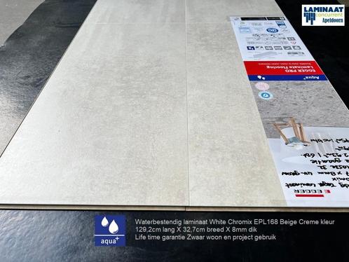 Waterbestendige Tegel Laminaat White Chromix Beige €17,95m2, Huis en Inrichting, Stoffering | Vloerbedekking, Nieuw, Laminaat