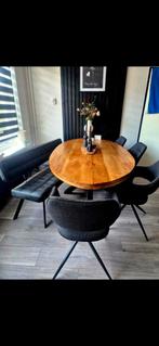 Mango houten Eettafel met Stoelen en een eetbank, Huis en Inrichting, Tafels | Eettafels, Ophalen, 100 tot 150 cm, 200 cm of meer