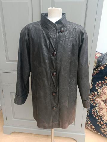 Zwarte Leren Vintage Winterjas maat 42 beschikbaar voor biedingen