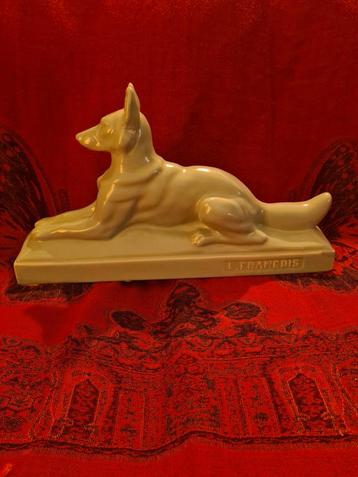 Art Deco Herdershond Beeld - mintgroen beschikbaar voor biedingen