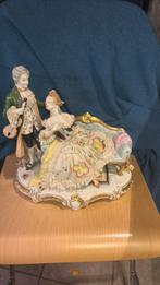 Grote saksische porseleinen beeldengroep meissen style, Antiek en Kunst, Antiek | Porselein, Ophalen of Verzenden