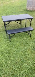 Lenx Klaptafel incl 2 bankjes, Caravans en Kamperen, Ophalen, Gebruikt, Campingtafel