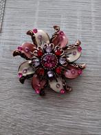Vintage broche emaile-megenta edelsteentjes, Sieraden, Tassen en Uiterlijk, Broches, Ophalen of Verzenden, Zo goed als nieuw, Zilver