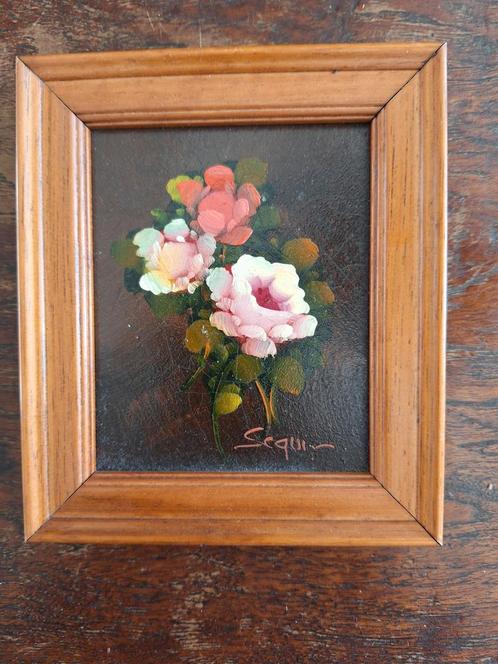 Olieverf Schilderijtje in Houten Lijst/Bloemdecor, Antiek en Kunst, Curiosa en Brocante, Ophalen of Verzenden