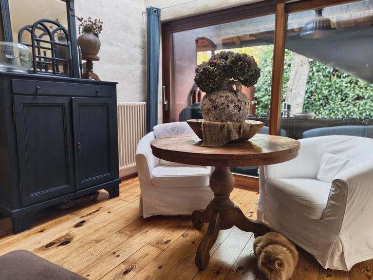 Ronde eettafel Oud/Sober, Huis en Inrichting, Tafels | Eettafels, Zo goed als nieuw, 100 tot 150 cm, 100 tot 150 cm, Rond, Ophalen of Verzenden